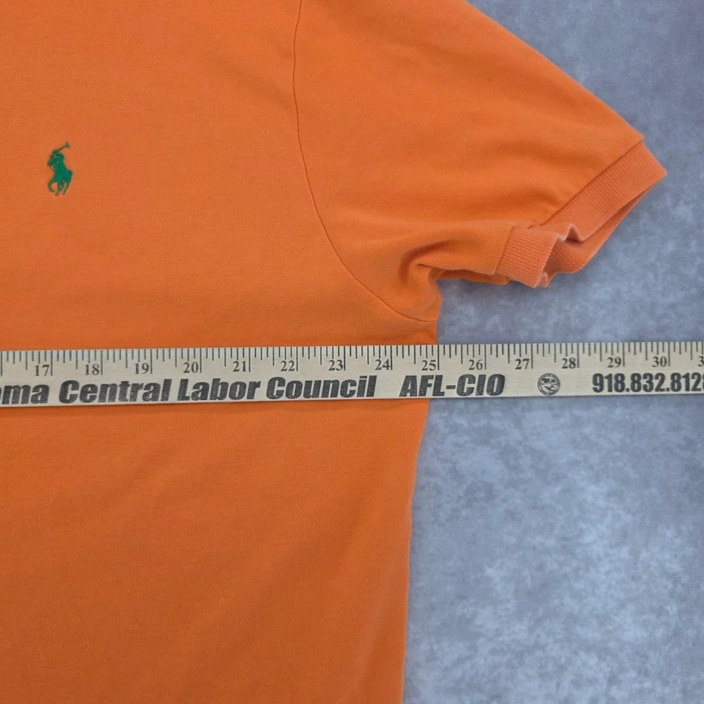 Vtg Polo Ralph Lauren Mens L Orange Short Sleeve Cotton Pique Polo Shirt Pony